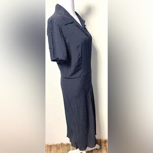 Vintage EDDIE BAUER Navy Polka Dots
Shirt Dress Cottagecore
Size Large